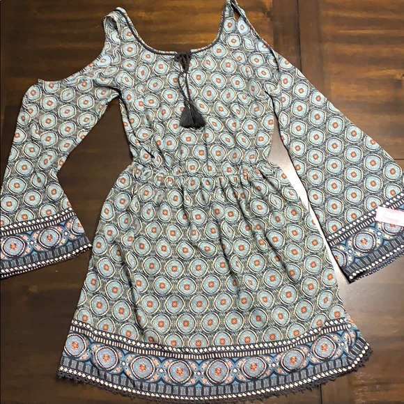 NWT Xhilaration Blue Cold Shoulder Dress - Picture 1 of 4